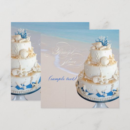PixDezines Zeeschelpen Cake/Bruiloft Kaart (Voorkant / Achterkant)
