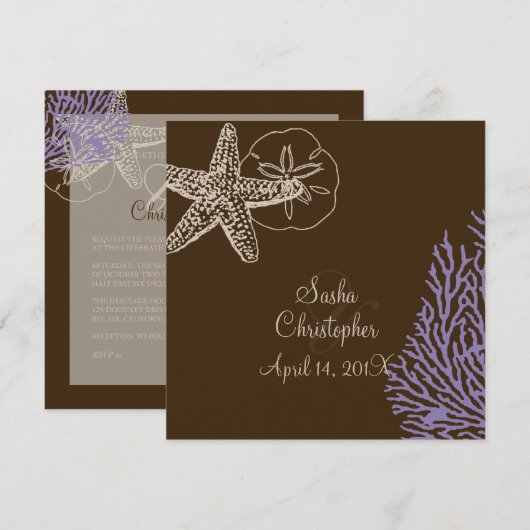 PixDezines zeester/paars koraal Kaart (Voorkant / Achterkant)