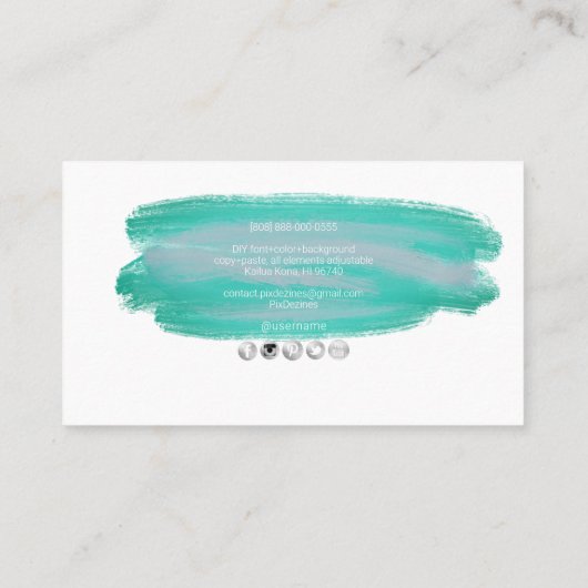 PixDezines Zeevruchten Groene Waterverf Borstels Visitekaartje (Achterkant)