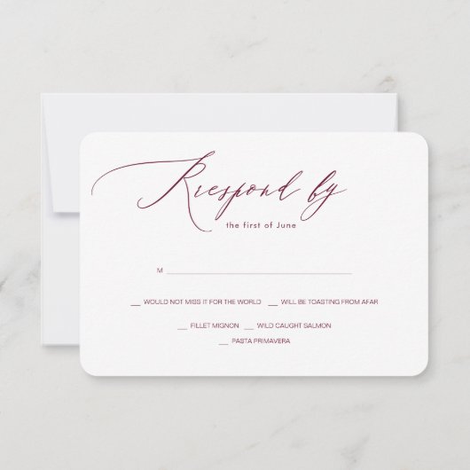 PixDezines zeggen ja minimalistische Luxe Calligra RSVP Kaartje (Achterkant)