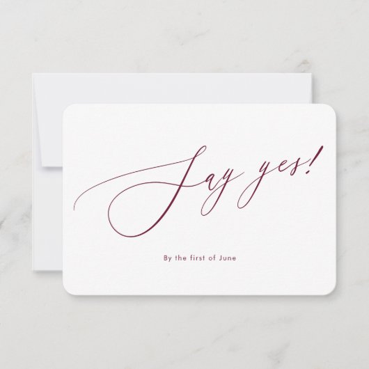 PixDezines zeggen ja minimalistische Luxe Calligra RSVP Kaartje (Voorkant)