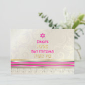 PixDezines zijden talit/Stijlvolle Bat Mitswa/goud Kaart (Staand voorkant)