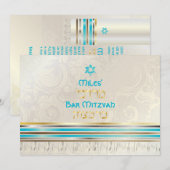 PixDezines zijden talk/Stijlvolle Bar Mitswa/goud Kaart (Voorkant / Achterkant)