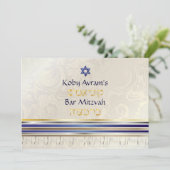 PixDezines zijden talk/Stijlvolle Bar Mitswa/goud Kaart (Staand voorkant)