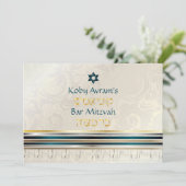 PixDezines zijden tallit/Stijlvolle Bar Mitswa/gou Kaart (Staand voorkant)