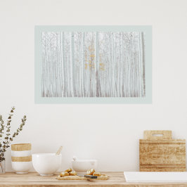 PixDezines Zilveren Berkenbos DIY-randkleur Poster