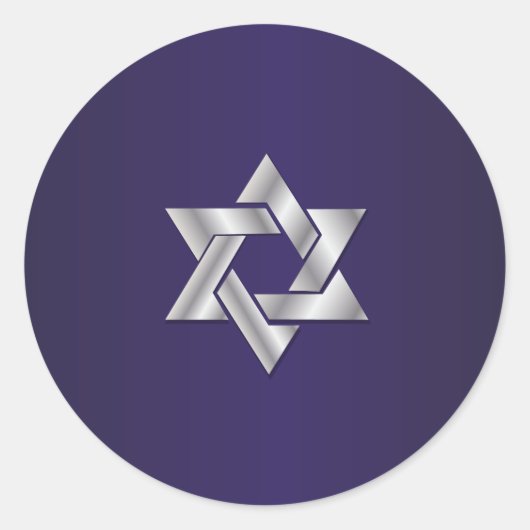 PixDezines zilveren ster met david/DIY-achtergrond Ronde Sticker (Voorkant)