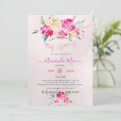 PixDezines Zomer Pioenrozen Watercolor Bat Mitzvah Kaart (Staand voorkant)