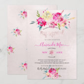 PixDezines Zomer Pioenrozen Watercolor Bat Mitzvah Kaart (Voorkant / Achterkant)