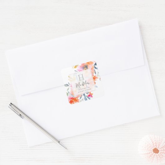 PixDezines Zomertuin Rozen Vierkante Sticker (Envelop)
