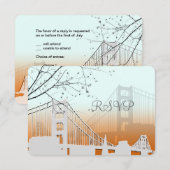 PixDezines zonset op gouden gate/dij achtergrond RSVP Kaartje (Voorkant / Achterkant)