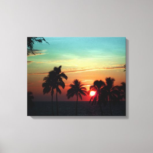 PixDezines zonsondergang bij mauna kea strand Canvas Afdruk (Voorkant)