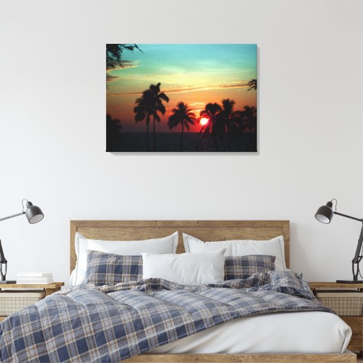 PixDezines zonsondergang bij mauna kea strand Canvas Afdruk (Insitu (Slaapkamer))