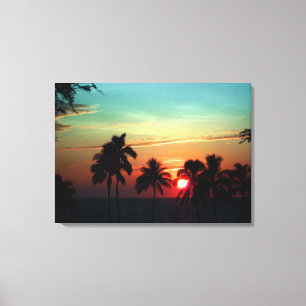 PixDezines zonsondergang bij mauna kea strand Canvas Afdruk