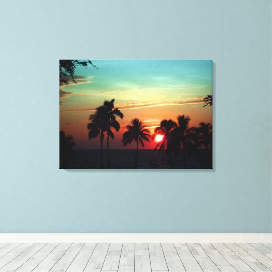 PixDezines zonsondergang bij mauna kea strand Canvas Afdruk (Insitu (Houten vloer))