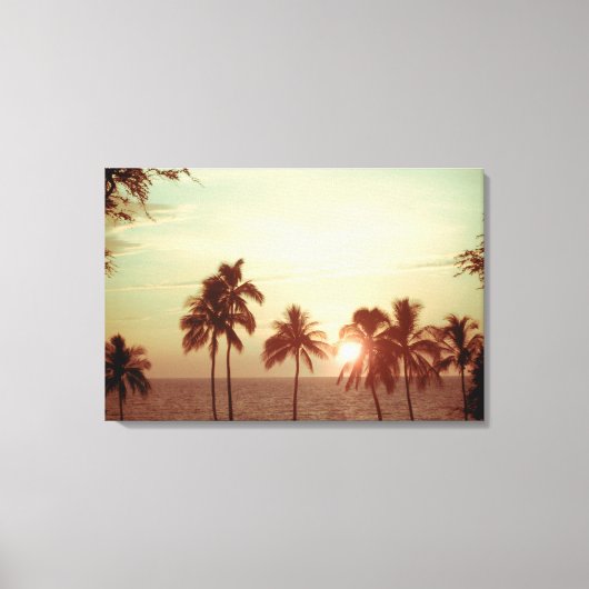 PixDezines zonsondergang bij Mauna Kea-strand Canvas Afdruk (Voorkant)