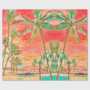 PixDezines Zonsondergang Hawaiiaans Strand/Koraal/ Cadeaupapier