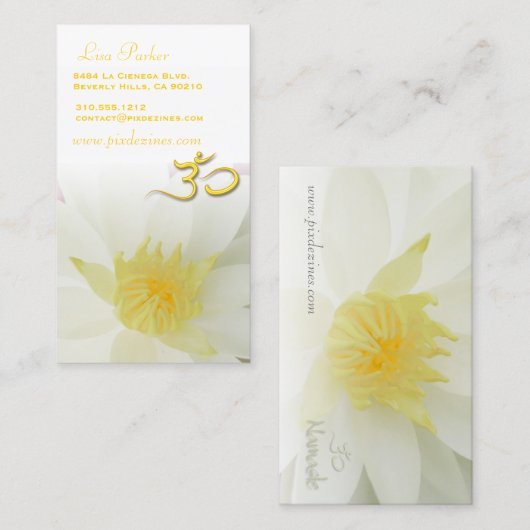 PixDezines Zuiverheid witte Lotus, Om yoga, geneze Visitekaartje (Voorkant / Achterkant)