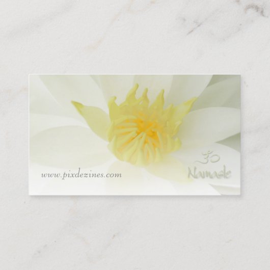 PixDezines Zuiverheid witte Lotus, Om yoga, geneze Visitekaartje (Achterkant)