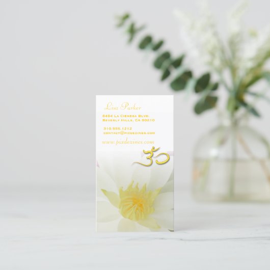 PixDezines Zuiverheid witte Lotus, Om yoga, geneze Visitekaartje (Staand voorkant)