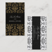 PixDezines Zwart+Goud Arianna  Damask Visitekaartje (Voorkant / Achterkant)