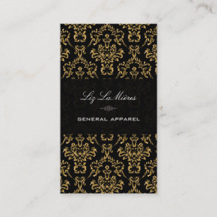 PixDezines Zwart+Goud Arianna Damask Visitekaartje