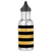 PixDezines zwart/goud strepen/verstelbaar Waterfles (Links)