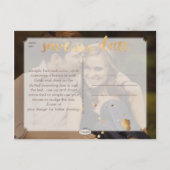 PixDezines zwart/gouden inkt splatters/bewaar onze Aankondigingskaart (Achterkant)