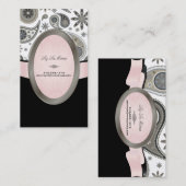 PixDezines Zwart, Grijs, Wit Paisley Visitekaartje (Voorkant / Achterkant)