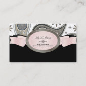 PixDezines Zwart, Grijs, Wit Paisley Visitekaartje (Achterkant)