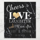 PixDezines zwart marmer + faux gouden hart Wijn Etiket (Enkel label)