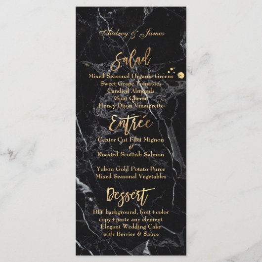 PixDezines Zwart Marmer/Shine Menu/Faux Gold Menu (Achterkant)