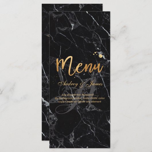 PixDezines Zwart Marmer/Shine Menu/Faux Gold Menu (Voorkant / Achterkant)