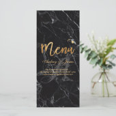 PixDezines Zwart Marmer/Shine Menu/Faux Gold Menu (Staand voorkant)
