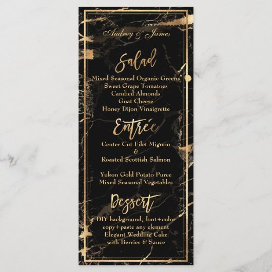 PixDezines Zwart Marmer/Shine Menu/Faux Gold Menu (Achterkant)