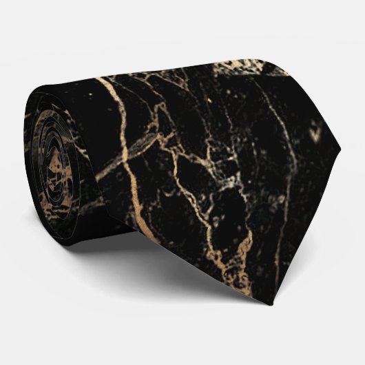 PixDezines Zwart Marmeren Slab + Gouden Aderen Stropdas (Opgerold)
