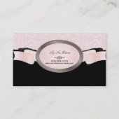 PixDezines Zwart, Roze Rossi Damask Visitekaartje (Achterkant)