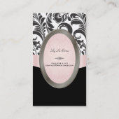 PixDezines Zwart, Roze, Wit Bellissimo Damask Visitekaartje (Achterkant)