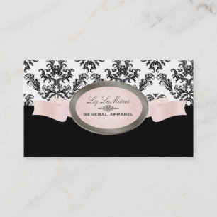 PixDezines Zwart, Roze, Wit Céleste Damask Visitekaartje