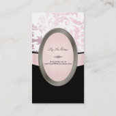 PixDezines Zwart, Roze, Wit Céline Damask Visitekaartje (Achterkant)