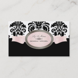 PixDezines Zwart, Roze, Wit Isabella Damask Visitekaartje