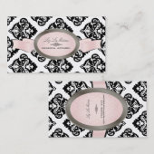 PixDezines Zwart, Roze, Wit Oliva Damask Visitekaartje (Voorkant / Achterkant)