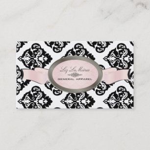 PixDezines Zwart, Roze, Wit Oliva Damask Visitekaartje
