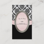 PixDezines Zwart, Roze, Wit Venezia Damask Visitekaartje (Achterkant)