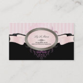 PixDezines Zwart, Roze, Wit, verstelbare strepen Visitekaartje (Achterkant)