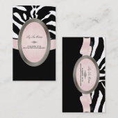 PixDezines Zwart, Roze, Witte Zebra strepen Visitekaartje (Voorkant / Achterkant)