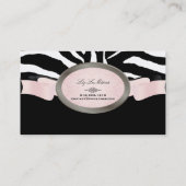 PixDezines Zwart, Roze, Witte Zebra strepen Visitekaartje (Achterkant)