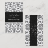PixDezines Zwart+Wit Arianna Damask Visitekaartje (Voorkant / Achterkant)