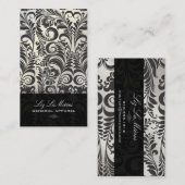 PixDezines Zwart+Wit Bellissimo  Damask Visitekaartje (Voorkant / Achterkant)