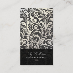 PixDezines Zwart+Wit Bellissimo Damask Visitekaartje